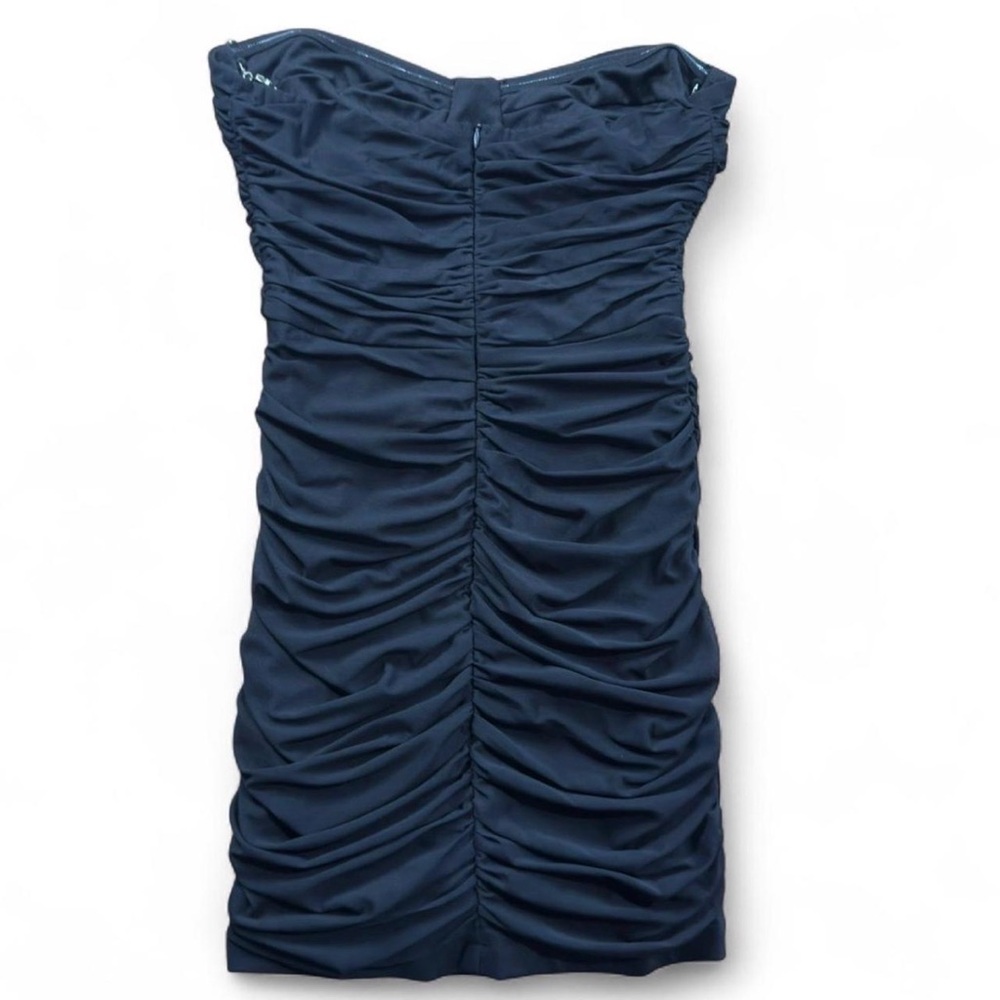 Hello Molly Black Rhinestone-Trim Strapless Ruched Mini Dress - Picture 4 of 8